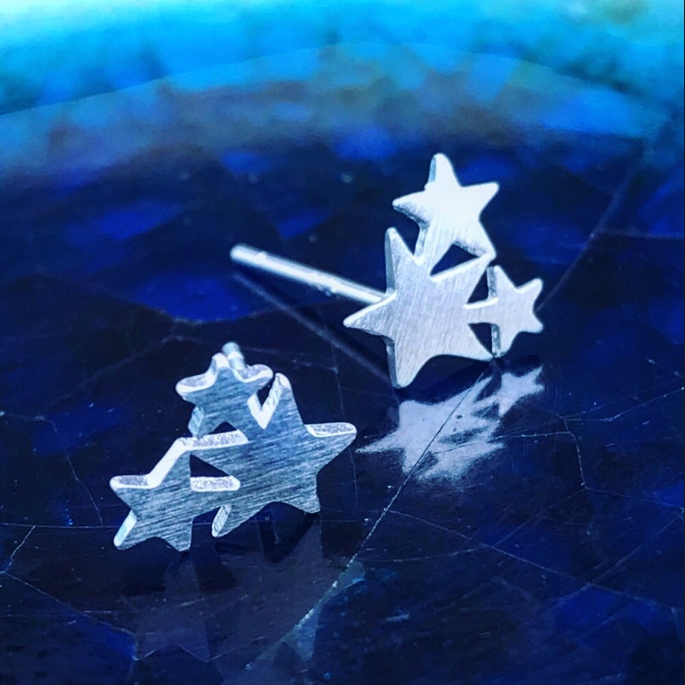 Starry night sterling silver studs earrings - Picture 2 of 8